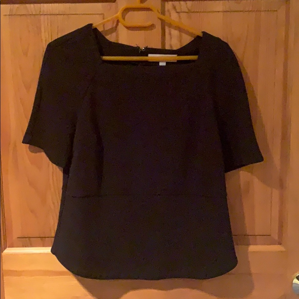 Black Short Sleeve Peplum Top